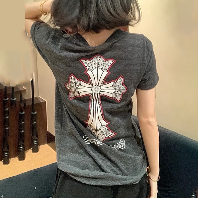 chrome hearts women's v-neck short sleeve t-shirt